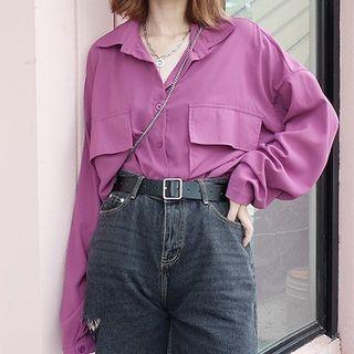 Notch Lapel Shirt Purple - One Size