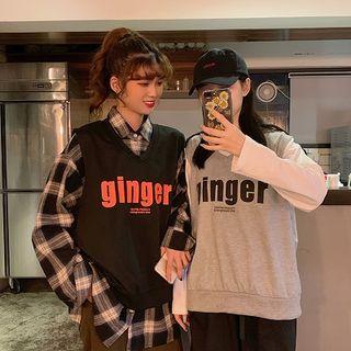 Lettering Vest / Plaid Shirt / Long-sleeve T-shirt
