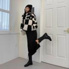 Flap Checkered Sherpa-fleece Jacket