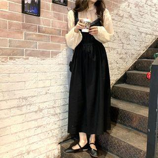 Frilled Trim Blouse / V-neck Midi Jumper Dress