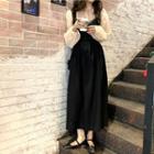 Frilled Trim Blouse / V-neck Midi Jumper Dress