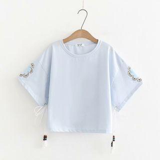 Tassel Detail Printed Short-sleeve T-shirt