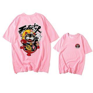 Fortune Cat Print Short-sleeve T-shirt