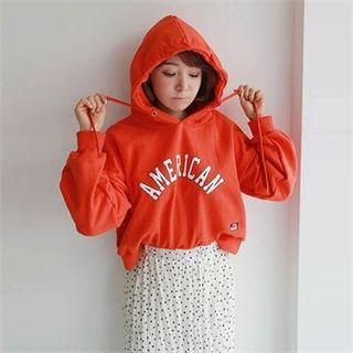 Drawcord Lettering Short Hoodie