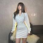 Long-sleeve Hooded Cut Out Mini Sheath Dress