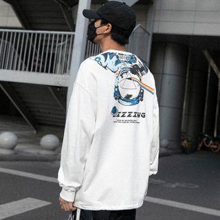 Astronaut Print Round-neck Sweatshirt