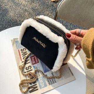 Fluffy Trim Chain Crossbody Bag