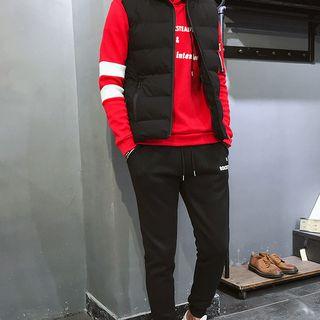 Set: Padded Vest + Lettering Hoodie + Sweatpants