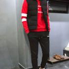 Set: Padded Vest + Lettering Hoodie + Sweatpants