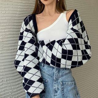 Argyle Cardigan / Tank Top