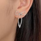 Ribbon Stud Earring 1 Pc - With Earring Back - Silver - One Size