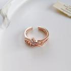 Rhinestone Butterfly Open Ring Rose Gold - One Size