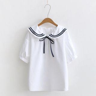 Short-sleeve Marine Collar Top