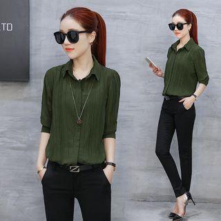 Long-sleeve Embossed Shirt