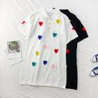 Heart-print Summer-knit Polo Dress