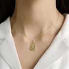 Embossed Pendant Necklace Es147 - Gold & Box - One Size