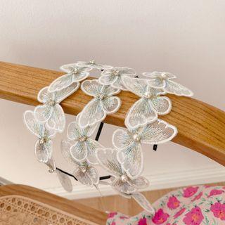 Faux Pearl Butterfly Applique Headband