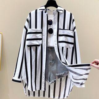 Long-sleeve Striped Loose Fit Shirt