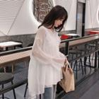 Set: Long-sleeve Ruffle Chiffon Top + Camisole