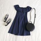Lace-up Ruffle Trim A-line Dress