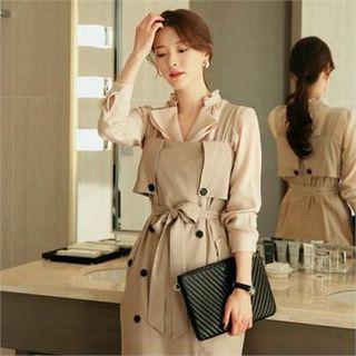 Frill-neck Ruffle-front Blouse