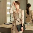 Frill-neck Ruffle-front Blouse