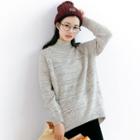 Melange Knit Mock Neck Sweater
