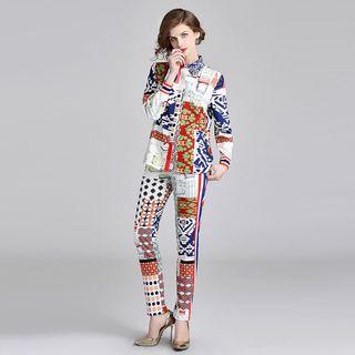 Set: Printed Shirt + Dress Pants