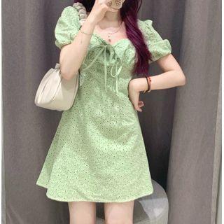 Short-sleeve Eyelet Lace Mini Dress
