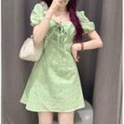 Short-sleeve Eyelet Lace Mini Dress