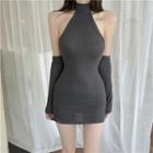 Halter Plain Dress + Plain Gloves