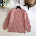 Round Neck Plain Sweater Pink - One Size