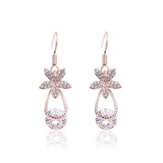 Plated Rose Gold Snowflake Earrings With White Cubic Zircon
