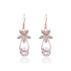 Plated Rose Gold Snowflake Earrings With White Cubic Zircon