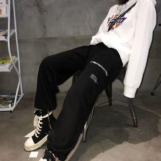 Lettering Bungee Cord Wide-leg Pants