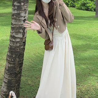 Strappy Midi A-line Dress / Plain Blazer