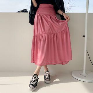 Satin Tiered Long Skirt