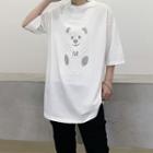 Elbow-sleeve Bear Detail Rhinestone T-shirt