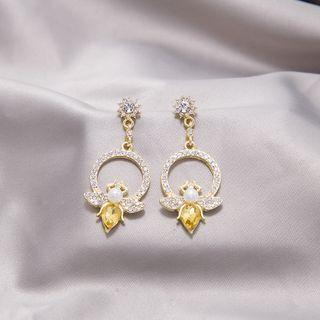 Bee Rhinestone Alloy Dangle Earring 1 Pair - E1437-1 - Gold - One Size