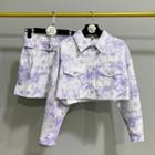 Tie-dyed Crop Shirt Jacket / Mini Skirt
