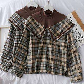 Mock Two-piece Checker Blouse