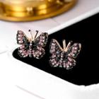 Embellished Alloy Butterfly Earring 1 Pair - 10429 - 01 - As Shown In Figure - One Size