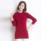 Stand Collar Long Knit Pullover