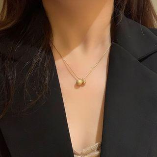 Bead Pendant Stainless Steel Necklace Gold - One Size
