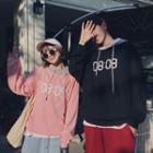 Couple Matching Number Print Color Panel Hoodie