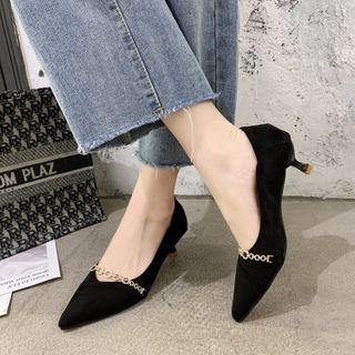 Kitten-heel Pointy-toe Faux-leather Pumps