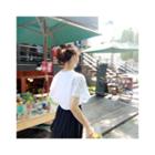 Crewneck Lace-sleeve T-shirt