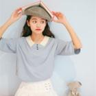 Elbow Sleeve Collared T-shirt