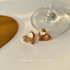 Heart Stud Earring 1 Pair - Brown - One Size