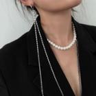 Faux Pearl Choker 1 Pc - Silver - One Size